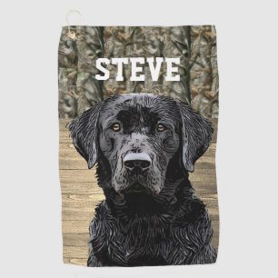 Camo Black Lab Dog Breed Animal Name Golf Towel