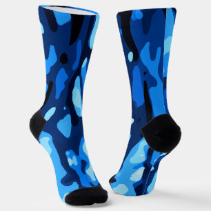 Camo Blue Abstract Pattern Socks