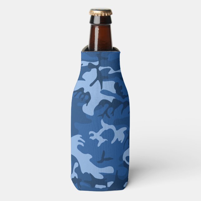 Camo Blue Bottle Cooler (Bottle Front)