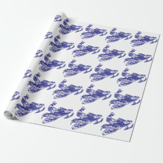 Camo Blue Snowmobiler Wrapping Paper