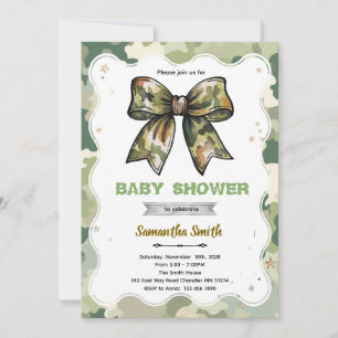 Camo Bow Baby Shower Invitation
