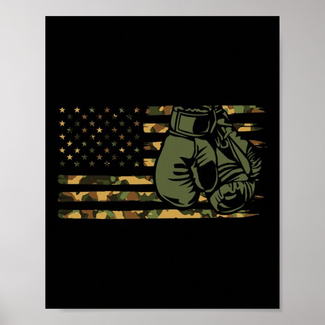 Camo Boxing Usa Flag For Boxer - American Flag Box Poster (Front)