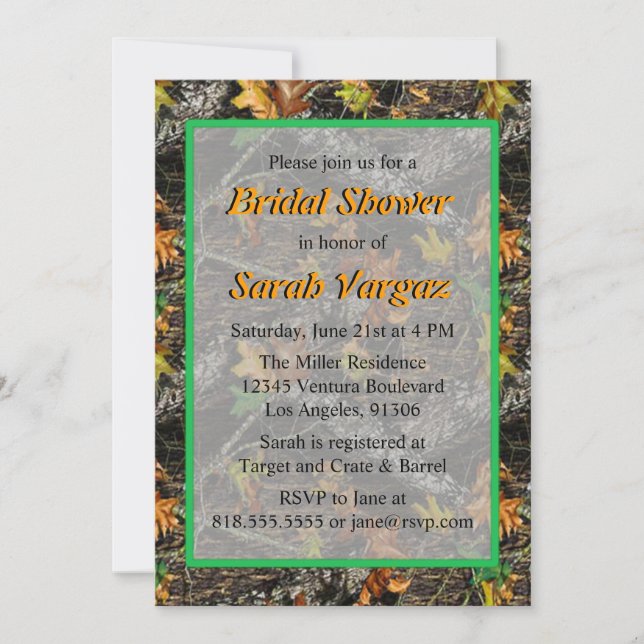 Camo Bridal Shower Invitations (Front)