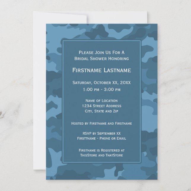 Camo Bridal Shower or Engagement Party Invitation (Front)
