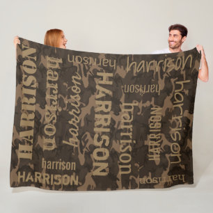 Camo Brown Personaized Fleece Blanket