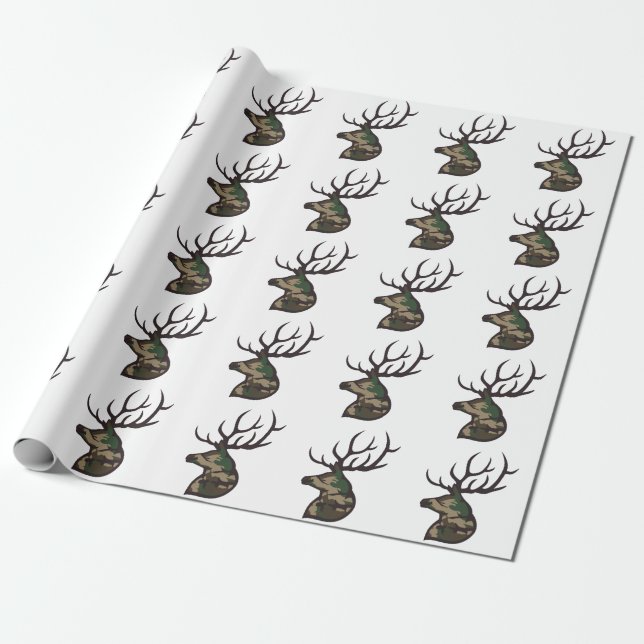 Camo Buck Wrapping Paper (Unrolled)