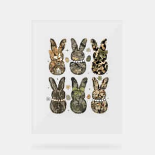 Camo Bunnies Cute Easter Day Rabbit Bunny Men Wome Acrylic Sign