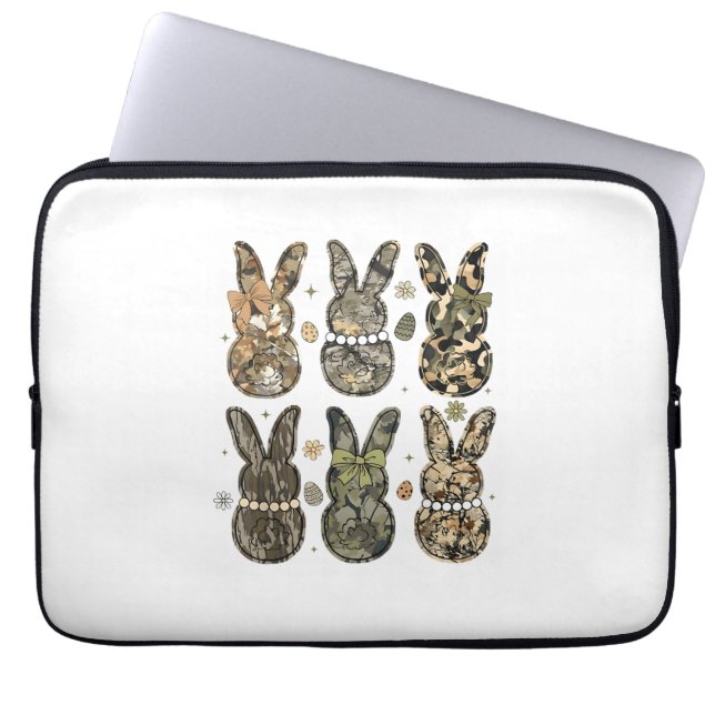 Camo Bunnies Cute Easter Day Rabbit Bunny Men Wome Laptop Sleeve (Front)