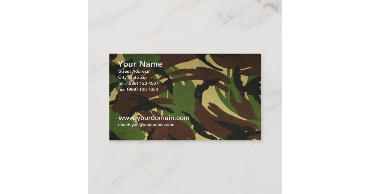 Camo business card Zazzle