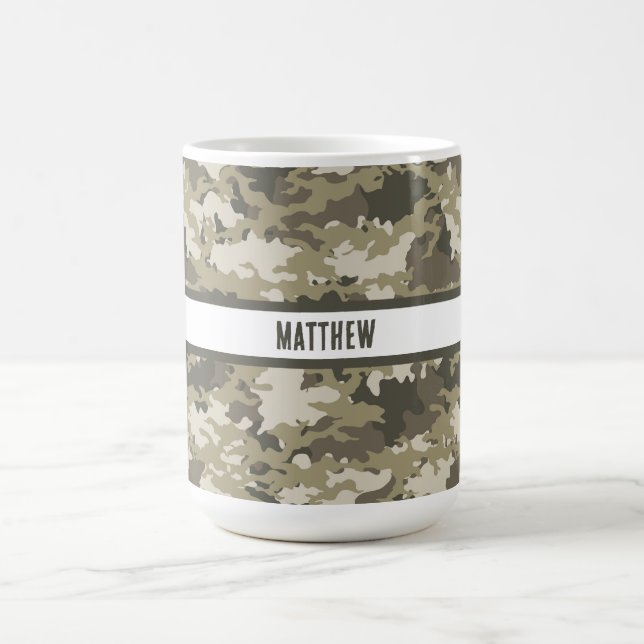 Camo, camoflauge, Browns, Greens Personalised Coffee Mug (Center)