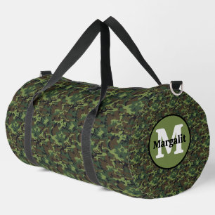 Camo Camouflage Army Monogram Large Duffel Bag