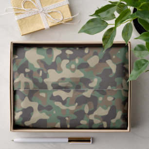Camo Camouflage Green Brown Beige Army Military Tissue Paper