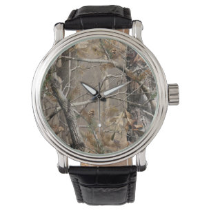 Camo Camouflage Hunting Real Leather Band Watch