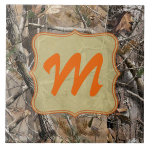 Camo Camouflage Hunting Real Monogram Display Tile