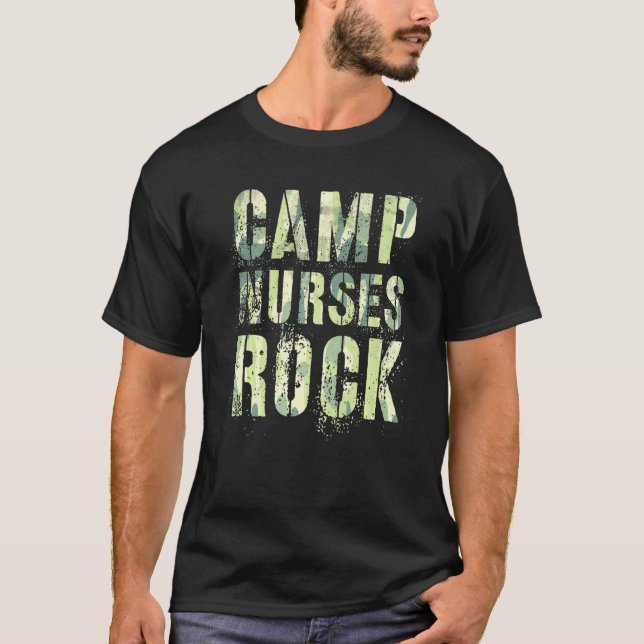 Camo Camp Nurses Do Rock Camping Medical Squad Med T-Shirt (Front)
