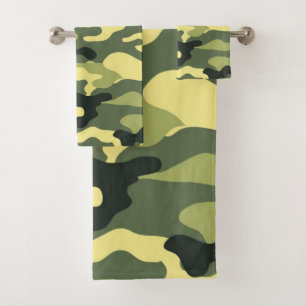 Camo Camping Hunting Green Camouflage Bath Towel Set