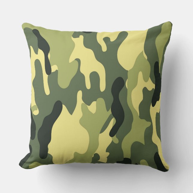 Camo Camping Hunting Green Camouflage Cushion (Front)