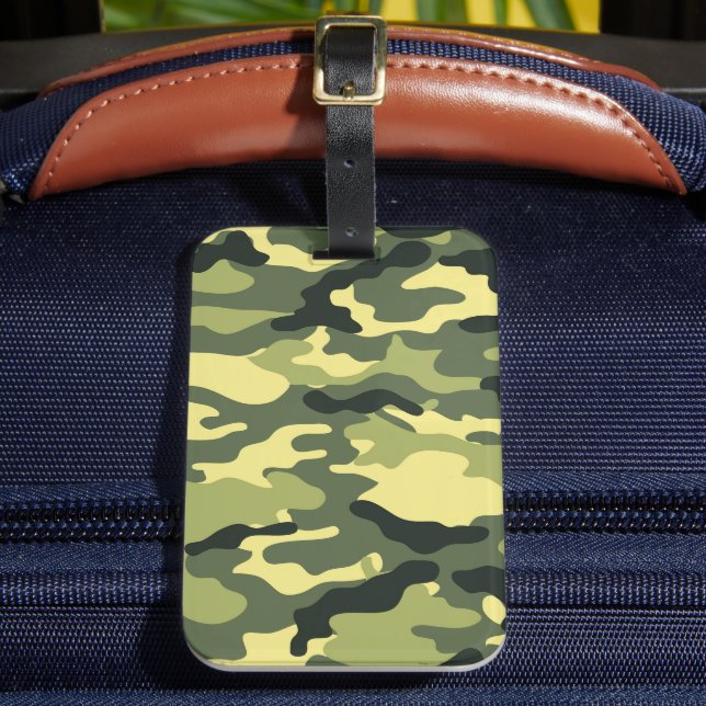 Camo Camping Hunting Green Camouflage Luggage Tag (Front Insitu 2)