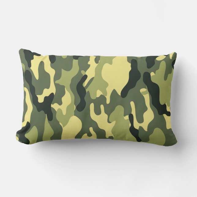 Camo Camping Hunting Green Camouflage Lumbar Cushion (Front)