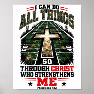 Camo christian football philippians 4 13 american poster