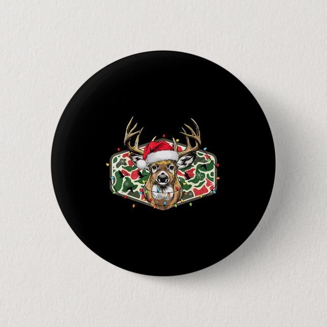 Camo Christmas Santa Deer Hunting Season Holiday O 6 Cm Round Badge (Front)