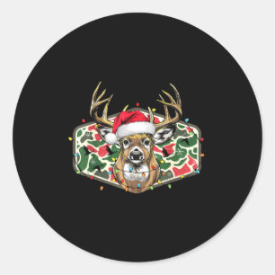Camo Christmas Santa Deer Hunting Season Holiday O Classic Round Sticker