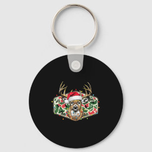 Camo Christmas Santa Deer Hunting Season Holiday O Key Ring