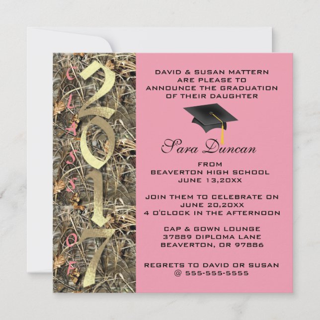 Camo Classic Elegant 2017 Graduation Invitation (Front)