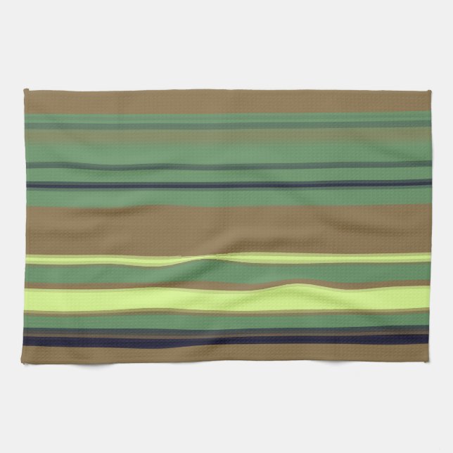 Camo Colour Striped Pattern Tea Towel (Horizontal)
