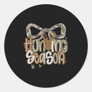 Camo Coquette Bow Deer Hunt Duck Hunting Women Gir Classic Round Sticker