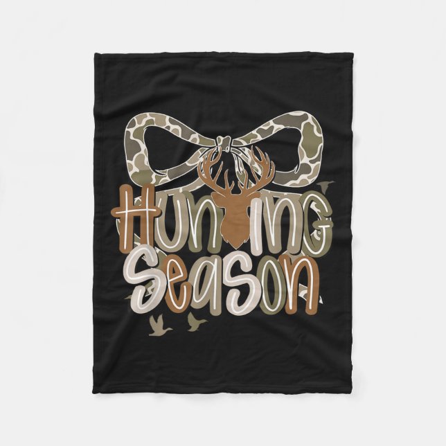 Camo Coquette Bow Deer Hunt Duck Hunting Women Gir Fleece Blanket (Front)