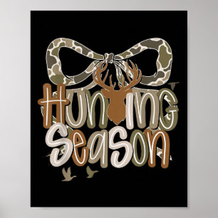 Camo Coquette Bow Deer Hunt Duck Hunting Women Gir Poster