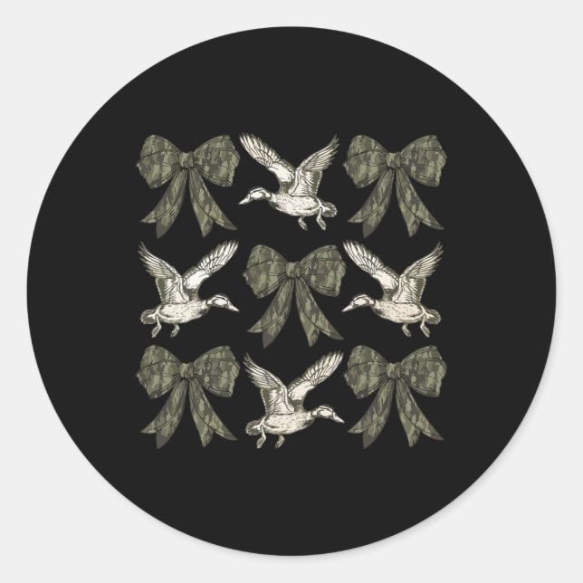 Camo Coquette Bow Duck Hunt Duck Hunting Women Gir Classic Round Sticker (Front)