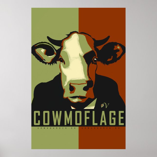 Camo Cowmoflage Pop Art Cow Poster (Front)