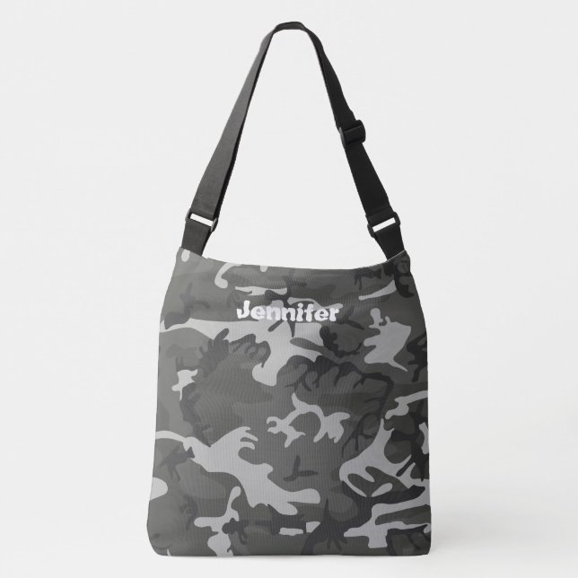 Camo Cross Body Bag, Large Crossbody Bag (Front)