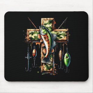 Camo Cross Fishing Faith Christian Fisherman Hunte Mouse Mat