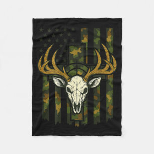 Camo Deer Hunting Elk Skull American Flag Youth Bo Fleece Blanket