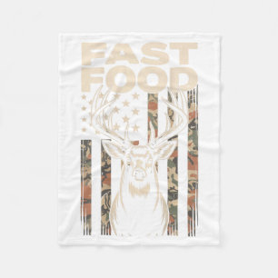 Camo Deer Hunting Fast Food Gag Hunter Gift Funny Fleece Blanket