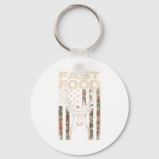 Camo Deer Hunting Fast Food Gag Hunter Gift Funny  Key Ring (Front)