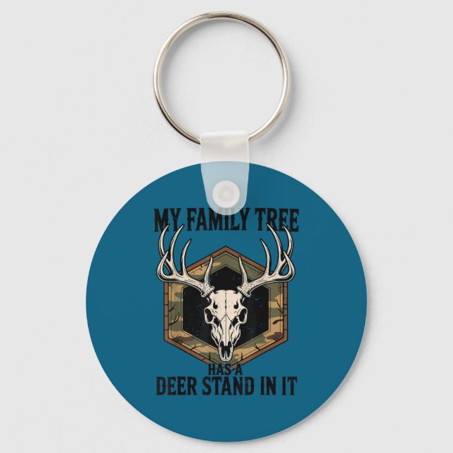 Camo Deer Hunting My Family Tree Has Deer Stand In Key Ring (Front)