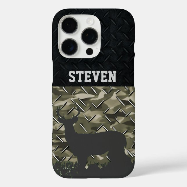 Camo Deer Hunting Personalised Buck Antlers Case-Mate iPhone Case (Back)