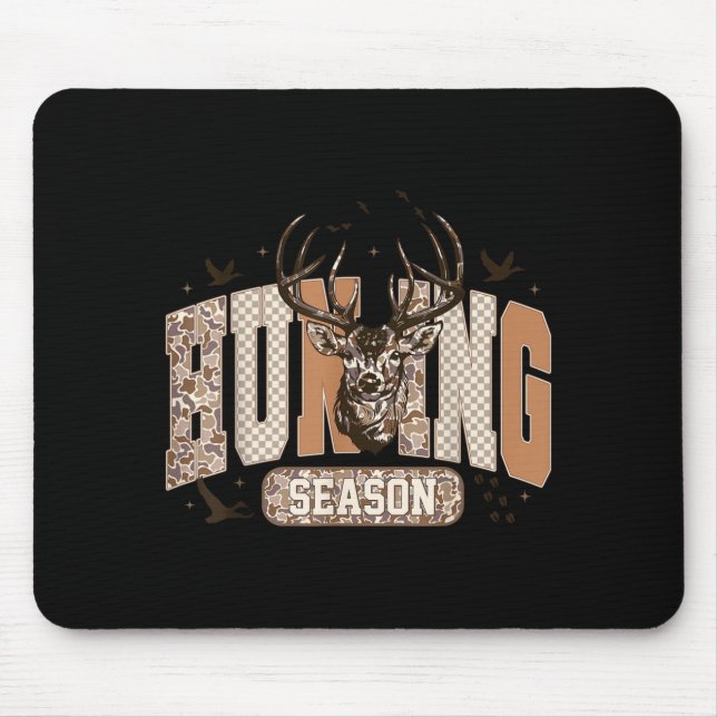 Camo Deer Hunting Season Wildlife Buck Antlers Hun Mouse Mat (Front)