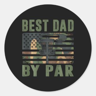 Camo Disc Golf Best Dad By Par American Flag Us Fu Classic Round Sticker