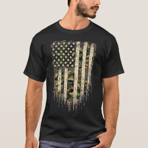 Camo Distressed Usa Flag Vintage 4th Of July T-Shirt