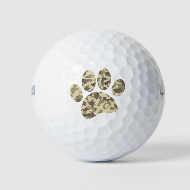 Camo Dog Paw Print Golf Balls (Front)