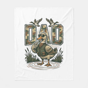 Camo Duck Dad Vintage Engraving T-Shirt Design_1 Fleece Blanket