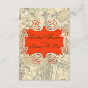 Camo Elegant Orange Bridal Shower Invitation