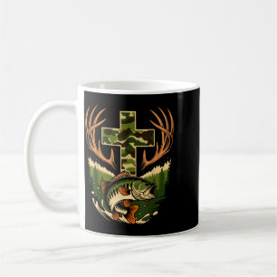Camo Faith Hunting Fishing Cross Angler Fisherman Coffee Mug