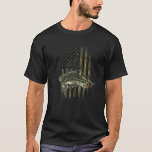 Camo Fishing American Flag Bass Fishing For Men Bo T-Shirt