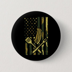 Camo Flag Bbq Meat Grill Barbecue Patriot Men 6 Cm Round Badge